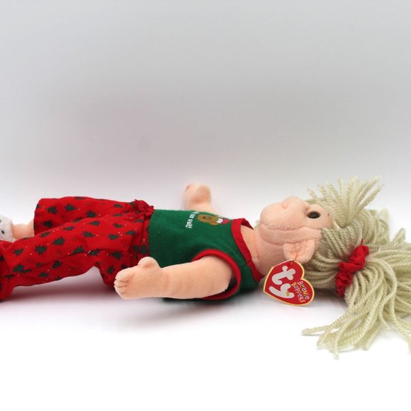 Ty Beanie Bopper Jolly Janie Wearing Polar Bear Slippers & Pigtails 13.5"  NWT - Picture 3 of 11